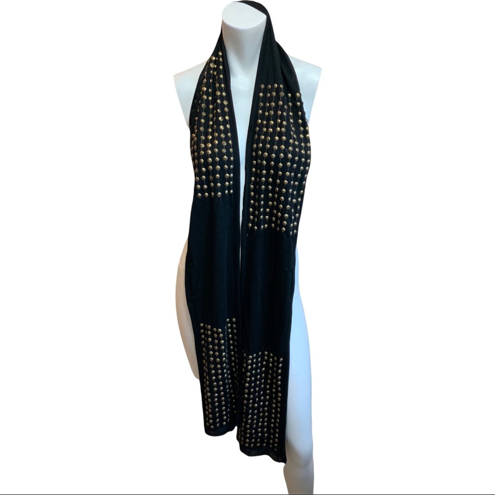 NWT Raj Beaded Scarf with gold chains size 88"x8"